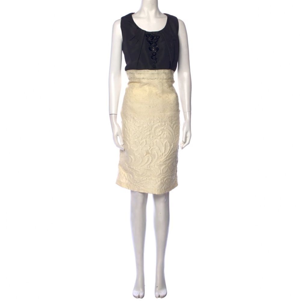 Carolina Herrera SZ 14 Colorblock Pattern Midi Length Dress